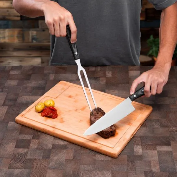 CONJ. PARA CHURRASCO PREMIUM EM BAMBU / MADEIRA / INOX - 3 PÇS - 4Unik