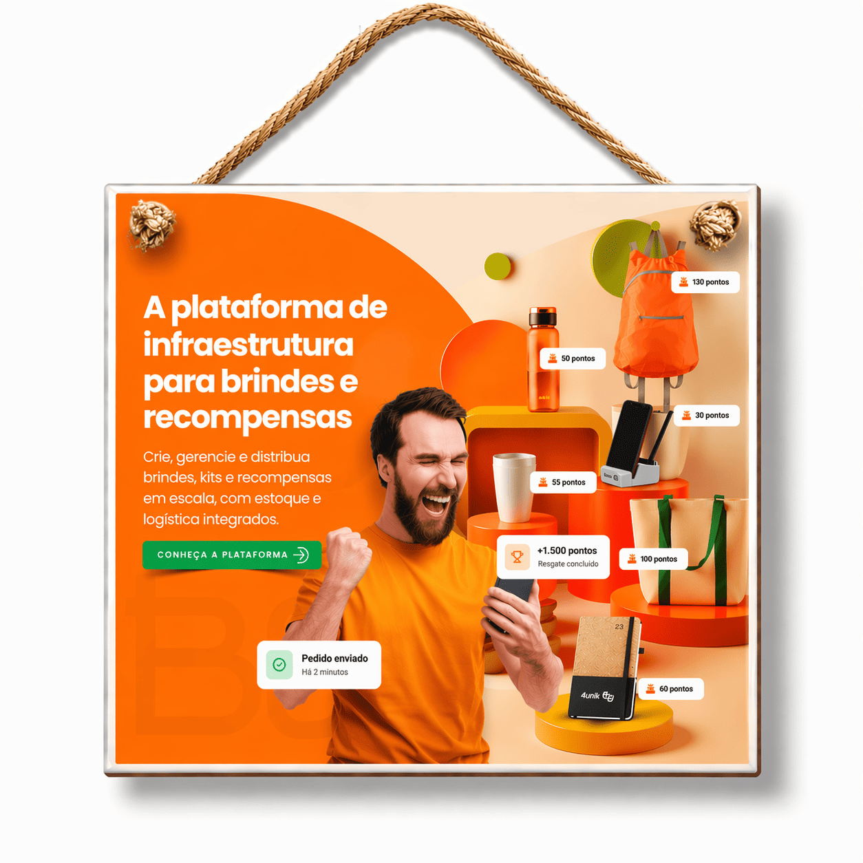 Azulejo de Cerâmica Branco para Sublimação 15x15cm com Corda 2 Furos - 4Unik