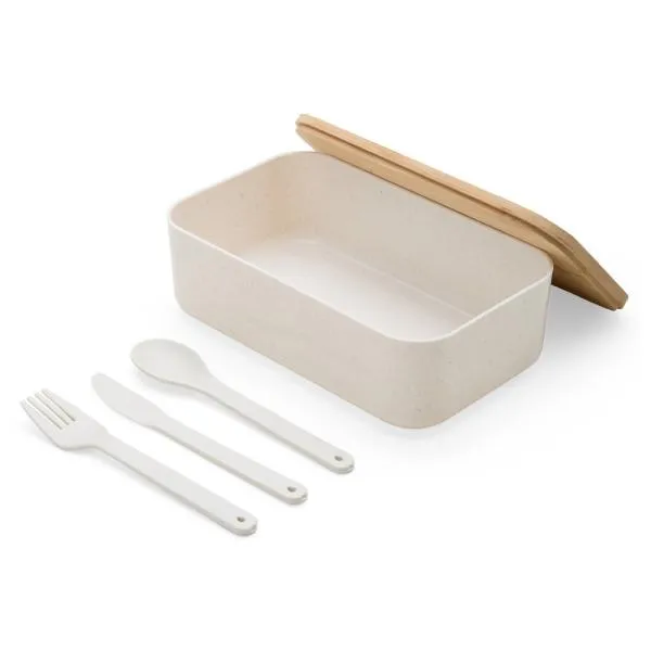 MARMITA EM FIBRA DE TRIGO/BAMBU C/ TALHERES - 19X11,5X6,8 CM - 4Unik