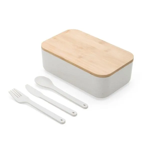 MARMITA EM FIBRA DE TRIGO/BAMBU C/ TALHERES - 19X11,5X6,8 CM - 4Unik