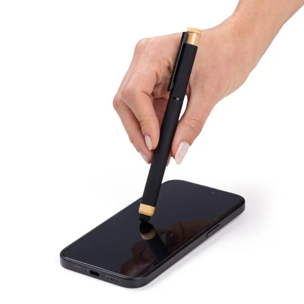 CANETA ROLLER EM ALUMÍNIO RECICLADO /  BAMBU - PRETA - 4Unik