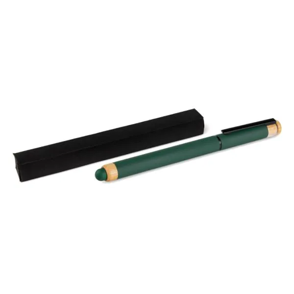 CANETA ROLLER EM ALUMÍNIO RECICLADO /  BAMBU - VERDE - 4Unik