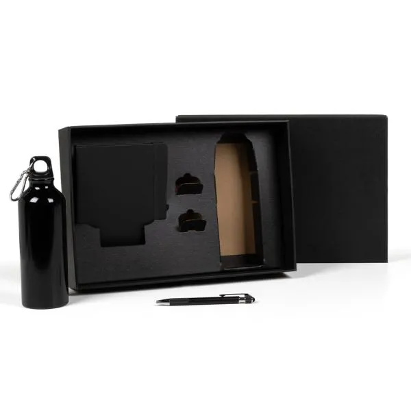 KIT SQUEEZE, CADERNETA E CANETA - PRETO - 3 PÇS - 4Unik