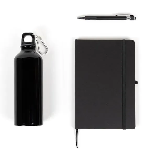 KIT SQUEEZE, CADERNETA E CANETA - PRETO - 3 PÇS - 4Unik