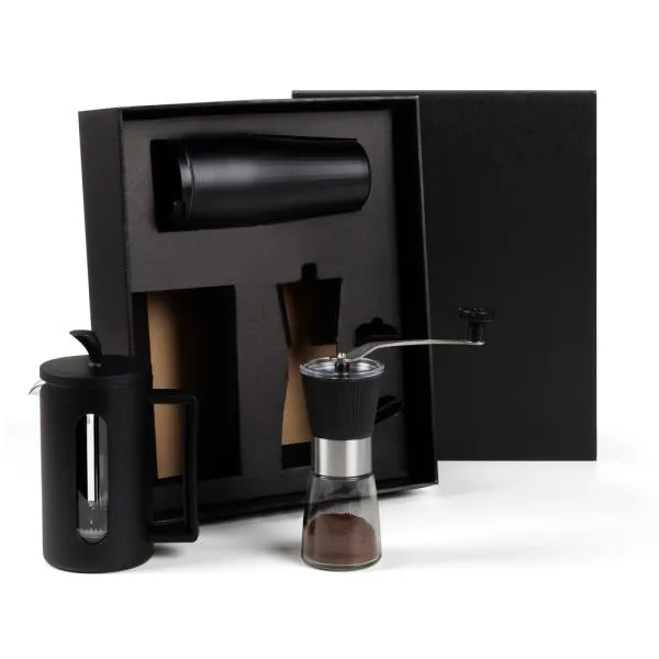 KIT CAFETEIRA, MOEDOR E COPO DUPLA CAMADA - 3 PÇS - 4Unik