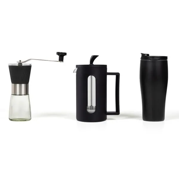 KIT CAFETEIRA, MOEDOR E COPO DUPLA CAMADA - 3 PÇS - 4Unik