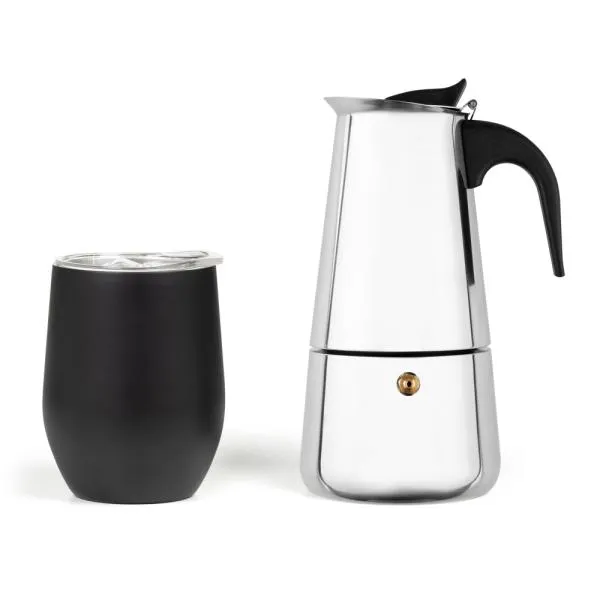 KIT CAFETEIRA ITALIANA E COPO TÉRMICO - 2 PÇS - 4Unik
