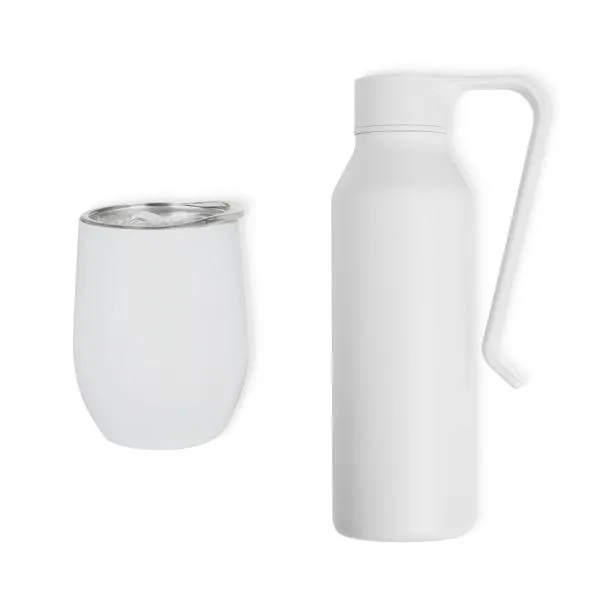 KIT GARRAFA E COPO TÉRMICO - BRANCO - 2 PÇS - 4Unik