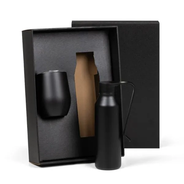 KIT GARRAFA E COPO TÉRMICO - PRETO - 2 PÇS - 4Unik