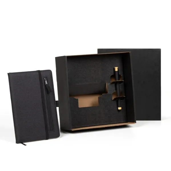 CADERNO P/ ANOTAÇÕES COM CANETA - PRETO - 4Unik