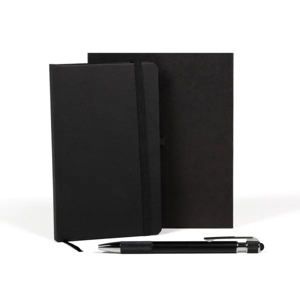 CADERNETA P/ ANOTAÇÕES COM CANETA - PRETO - 4Unik