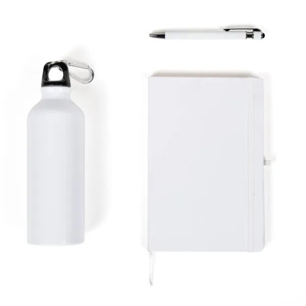 KIT SQUEEZE, CADERNETA E CANETA - BRANCO - 3 PÇS - 4Unik