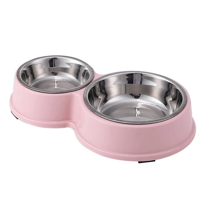 Comedouro e bebedouro inox Duplo para bicho de estimação cachorro ou gatos C/antiderrapante - 4Unik