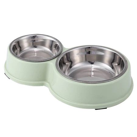 Comedouro e bebedouro inox Duplo para bicho de estimação cachorro ou gatos C/antiderrapante - 4Unik