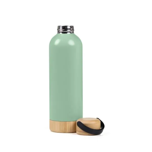 GARRAFA PAREDE DUPLA COM DETALHES EM BAMBU - VERDE - 500 ML - 4Unik
