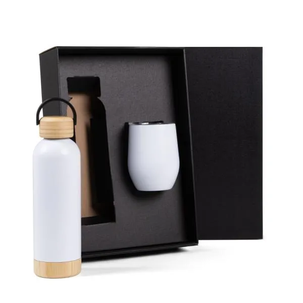 KIT GARRAFA E COPO TÉRMICO - BRANCO - 2 PÇS - 4Unik