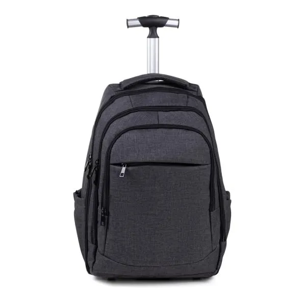 MOCHILA EM RPET COM RODINHAS - MELANGE CINZA ESCURO - 4Unik