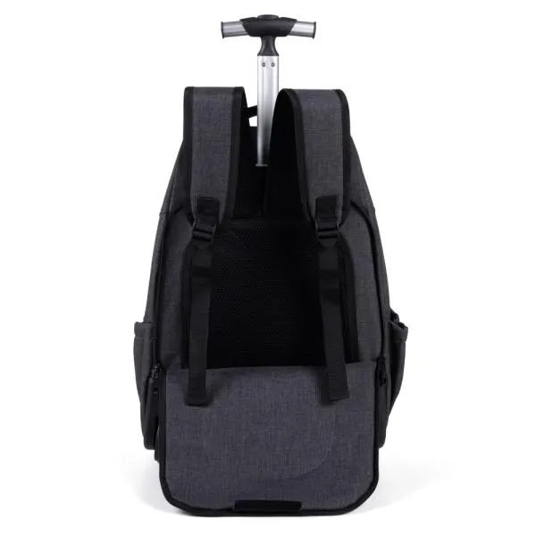 MOCHILA EM RPET COM RODINHAS - MELANGE CINZA ESCURO - 4Unik