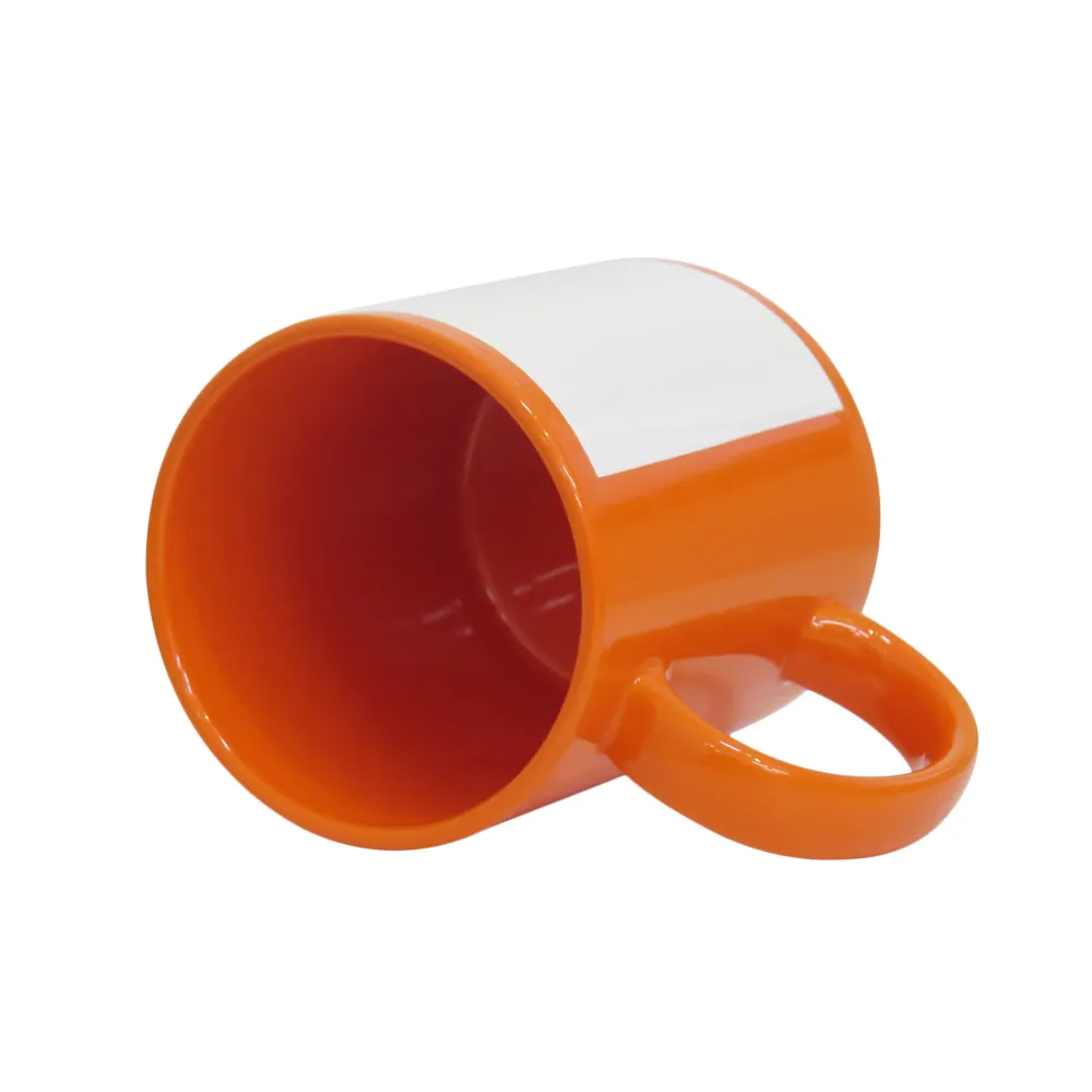 Caneca para Sublimação de Cerâmica Laranja com Faixa Branca - 4Unik