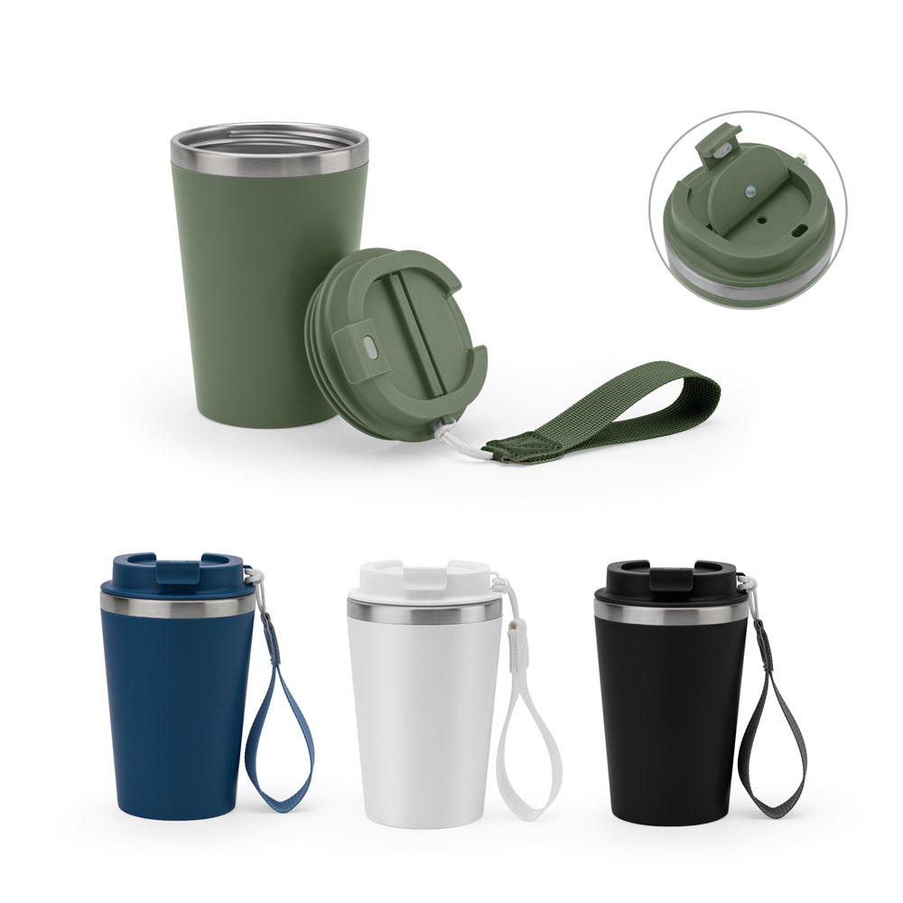 SPITZ. Copo de viagem em aço inoxidável 90% reciclado com parede dupla e acabamento em mate 460 mL - 4Unik