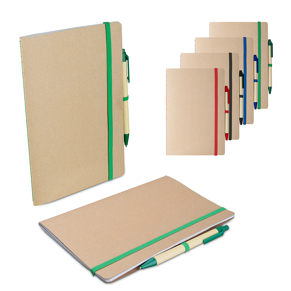 Caderno A5 capa em papel Kraft com caneta CAD005 - 4Unik