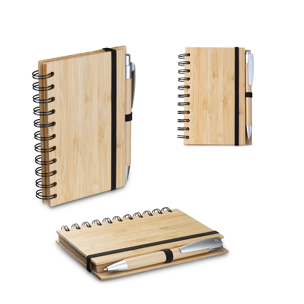 Caderno A6 Capa em Bambu com caneta (14x09cm) CAD380 - 4Unik