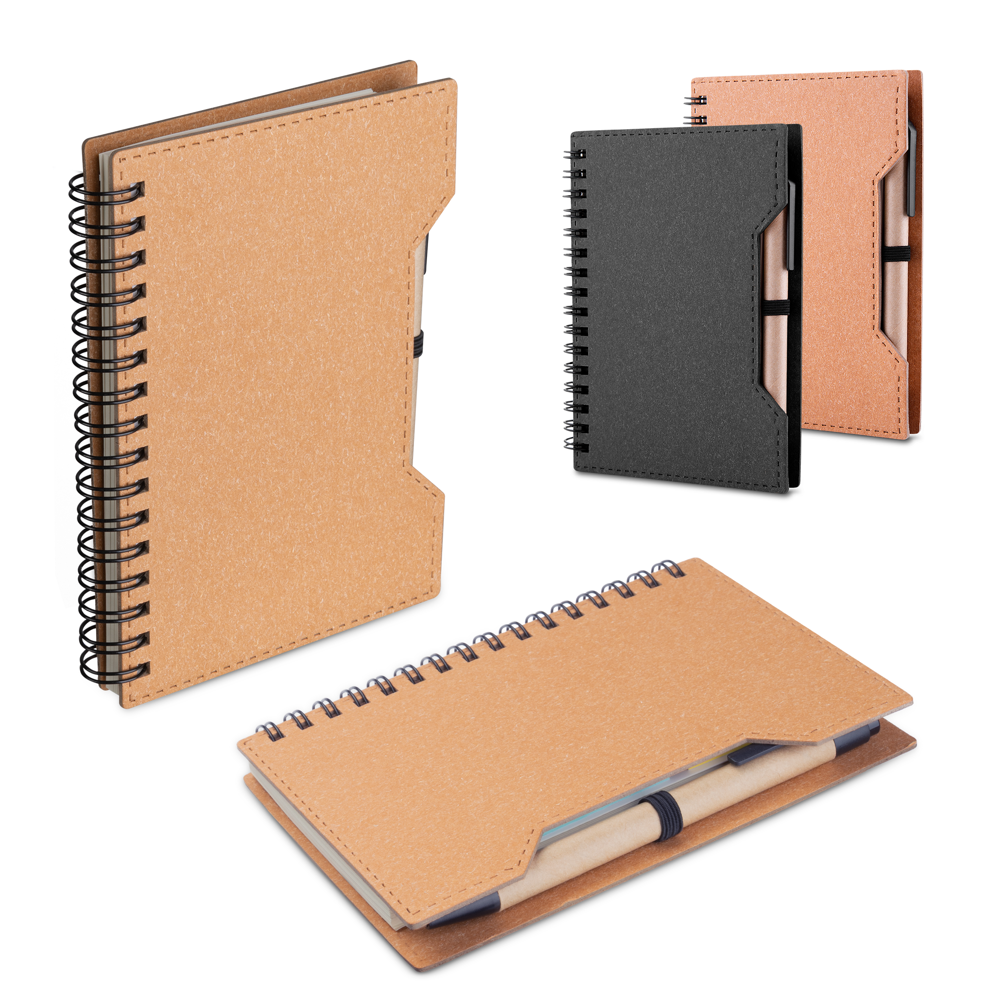 Caderno A6 capa em papelão reciclado com caneta CAD460 - 4Unik