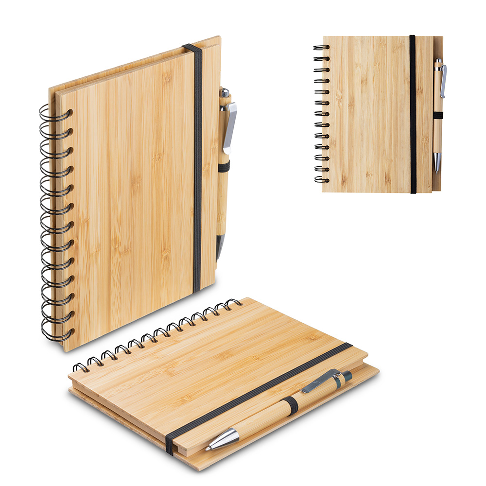 Caderno B6 Capa em Bambu com caneta (18x13cm) CAD390 - 4Unik