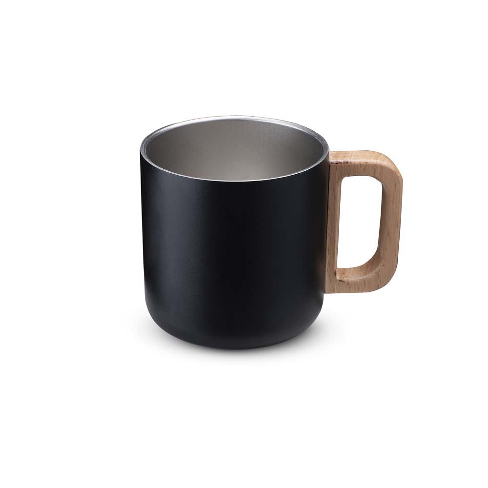 Caneca térmica com alça em madeira CA9540 - 4Unik