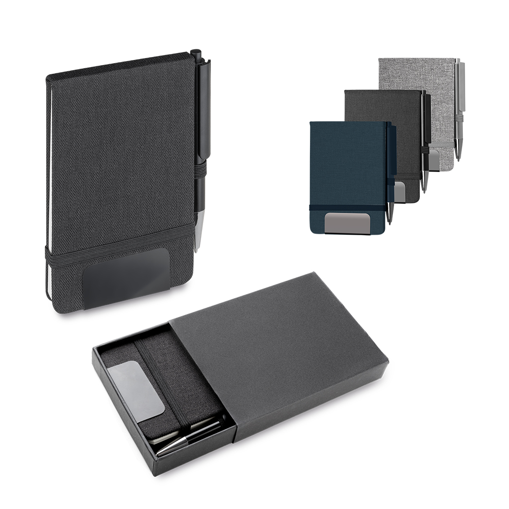 Mini caderno A6 em RPET com caneta CJ050 - 4Unik