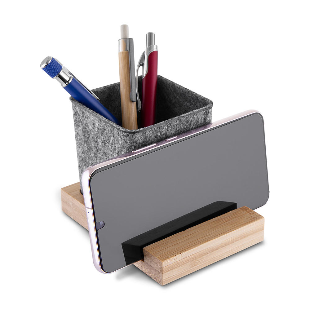 Porta objetos/smartphone em feltro e bambu PCL120 - 4Unik