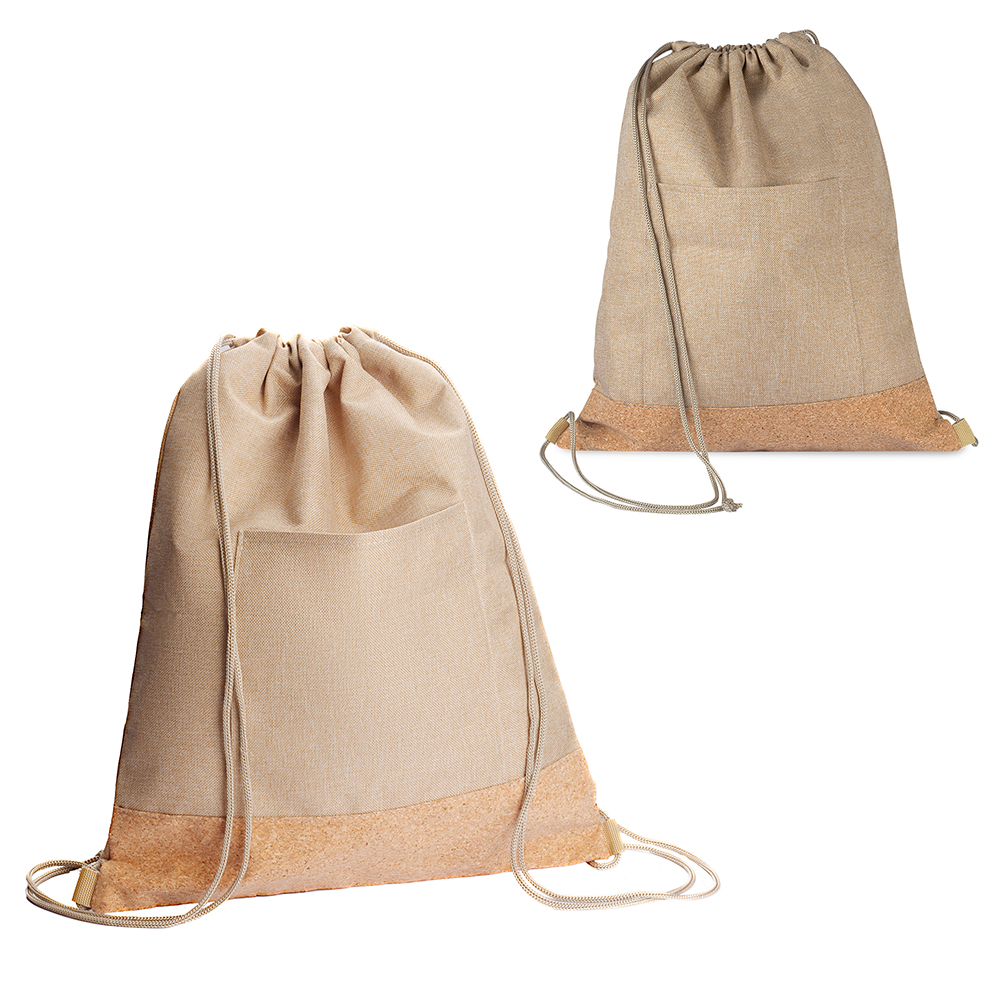 Sacola/Mochila em Poliéster 600D e Cortiça (34x38cm) BP0004 - 4Unik