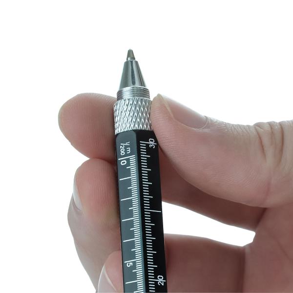CANETA ESFEROGRÁFICA 6X1 EM ALUMÍNIO - PRETA - 4Unik