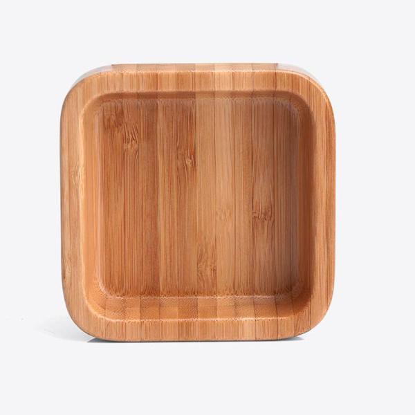CUMBUCA QUADRADA EM BAMBU COM ESPÁTULA 14CM - 100ML - 4Unik