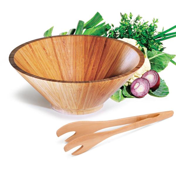 KIT PARA SALADA EM BAMBU PEQUIM - 3 L - 2 PÇS - 4Unik