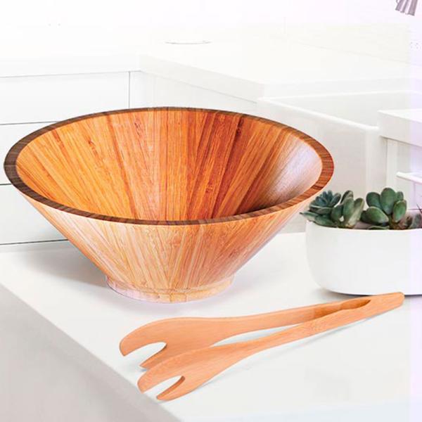 KIT PARA SALADA EM BAMBU PEQUIM - 3 L - 2 PÇS - 4Unik