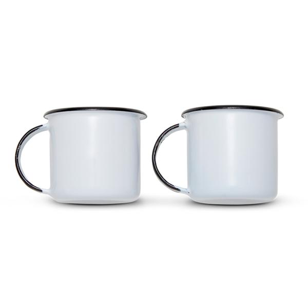 KIT CANECAS EM ALUMÍNIO ESMALTADO BRANCO - 50ML - 2 PÇS - 4Unik
