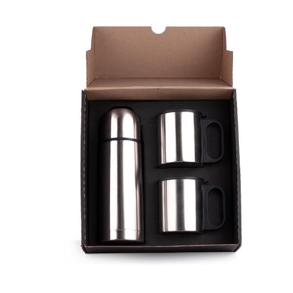CONJ. DE GARRAFA E CANECA EM AÇO INOX  330/180 ML - 3 PÇS - 4Unik