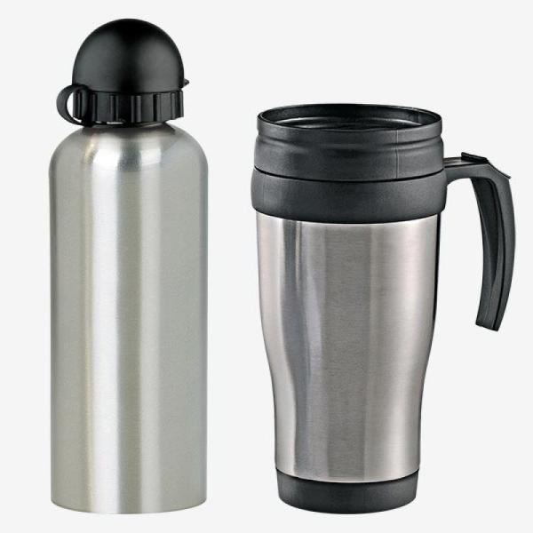 CONJ. DE SQUEEZE E CANECA EM AÇO INOX  600/410 ML- 2 PÇS - 4Unik