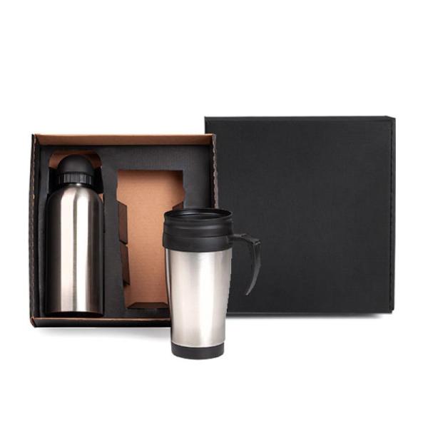 CONJ. DE SQUEEZE E CANECA EM AÇO INOX  600/410 ML- 2 PÇS - 4Unik
