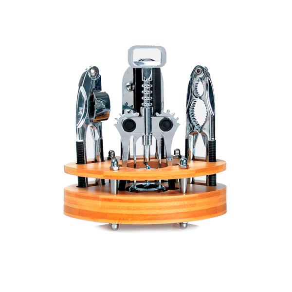 KIT DE UTENSÍLIOS COM BASE EM BAMBU - 5 PÇS - 4Unik