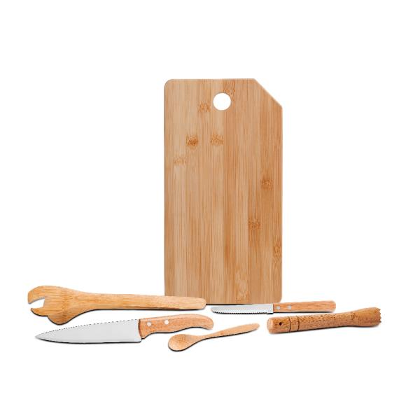 KIT PARA BAR EM BAMBU / MADEIRA MÔNACO - 6 PÇS - 4Unik