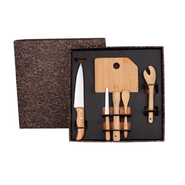 KIT PARA BAR EM BAMBU / MADEIRA MÔNACO - 6 PÇS - 4Unik