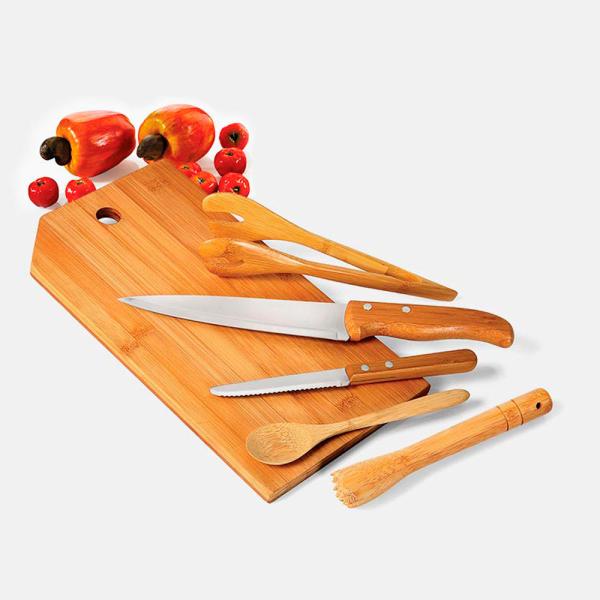 KIT PARA BAR EM BAMBU / MADEIRA MÔNACO - 6 PÇS - 4Unik
