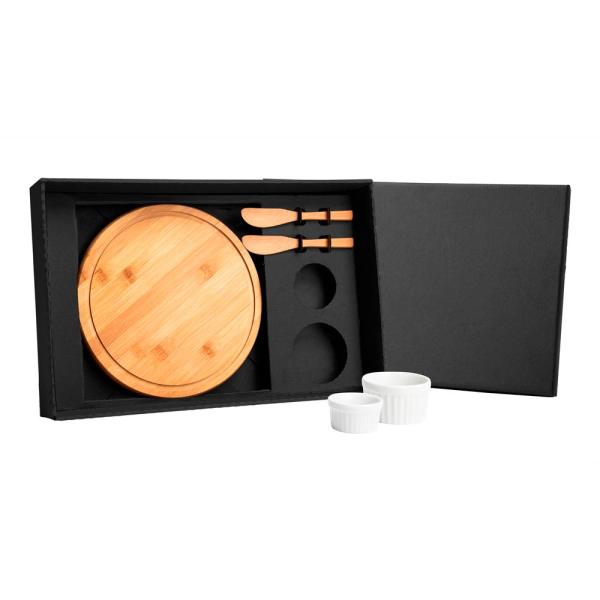 KIT PARA PETISCO COM TÁBUA REDONDA - 5 PÇS - 4Unik