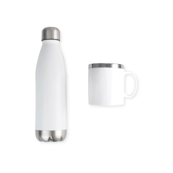 KIT COM GARRAFA E CANECA BRANCA - 4Unik