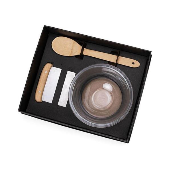 KIT PARA COZINHA EM BAMBU / INOX / VIDRO COM ESPÁTULA MULTIUSO - 3 PÇS - 4Unik