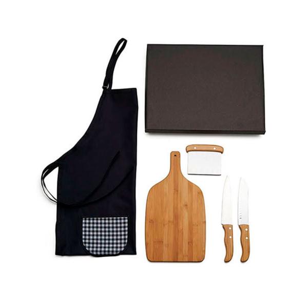 KIT PARA COZINHA EM BAMBU / INOX COM ESPÁTULA MULTIUSO - 4 PÇS - 4Unik