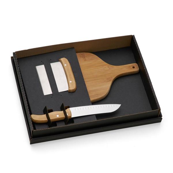 KIT PARA COZINHA EM BAMBU / INOX - 3 PÇS - 4Unik