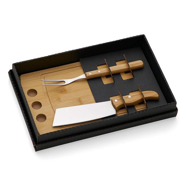 KIT PARA CHURRASCO / COZINHA EM BAMBU / INOX - 3 PÇS - 4Unik